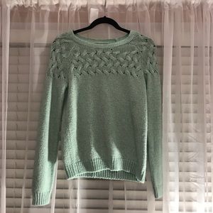 TEAL MERONA CABLE KNIT SWEATER